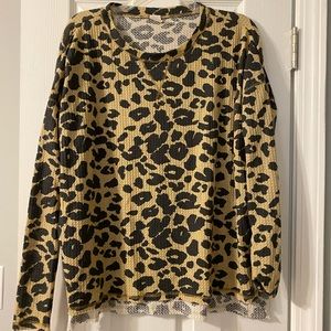 Waffle knit pullover